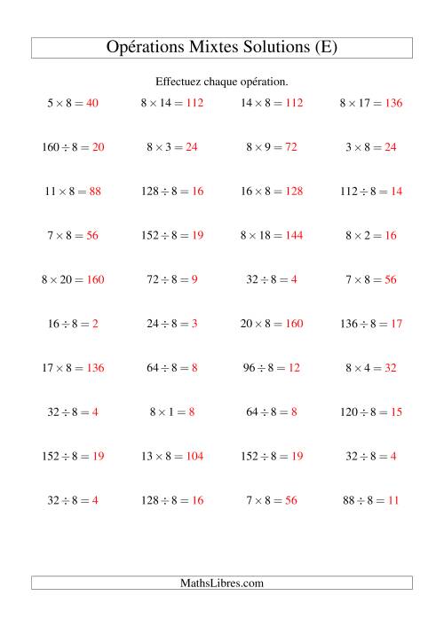 Multiplication et division -- Règles de 8 (variation 1 à 20) (E) page 2