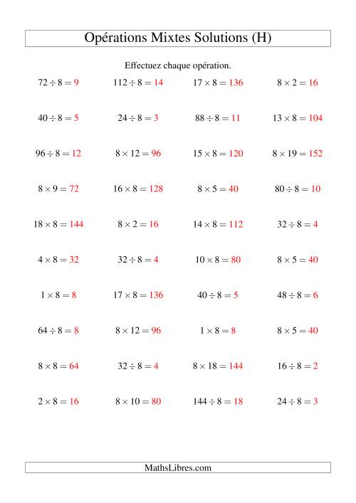 Multiplication et division -- Règles de 8 (variation 1 à 20) (H) page 2