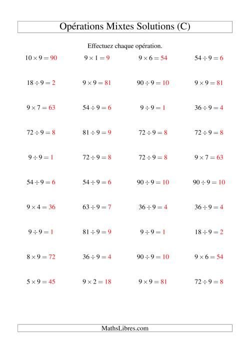 Multiplication et division -- Règles de 9 (variation 1 à 10) (C) page 2