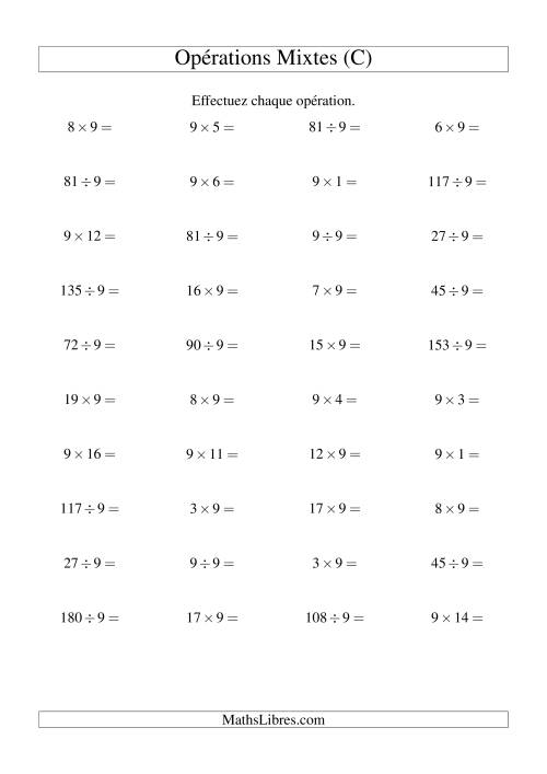 Multiplication et division -- Règles de 9 (variation 1 à 20) (C)