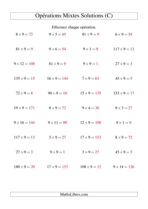 Multiplication et division -- Règles de 9 (variation 1 à 20) (C) page 2