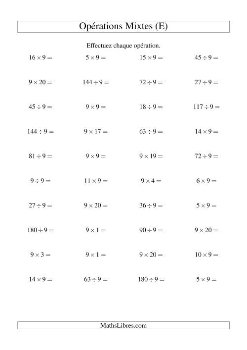 Multiplication et division -- Règles de 9 (variation 1 à 20) (E)