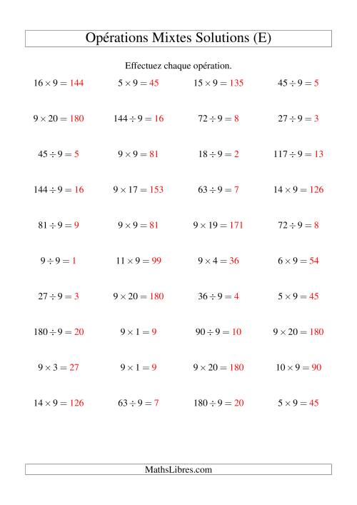 Multiplication et division -- Règles de 9 (variation 1 à 20) (E) page 2