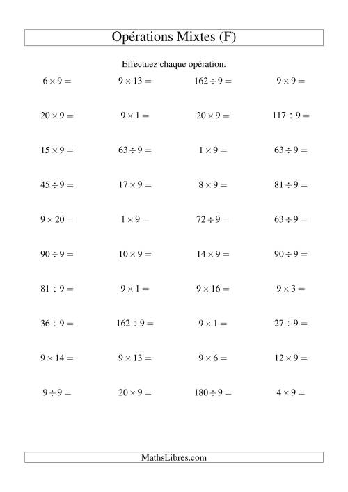 Multiplication et division -- Règles de 9 (variation 1 à 20) (F)