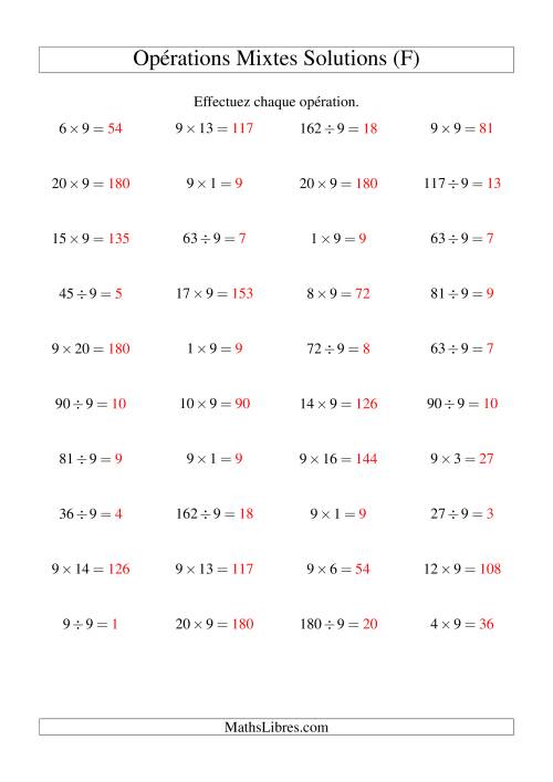 Multiplication et division -- Règles de 9 (variation 1 à 20) (F) page 2