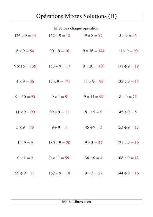 Multiplication et division -- Règles de 9 (variation 1 à 20) (H) page 2