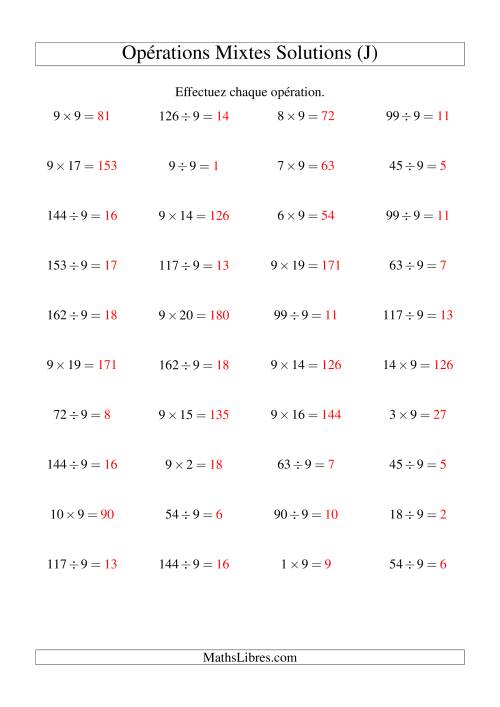 Multiplication et division -- Règles de 9 (variation 1 à 20) (J) page 2