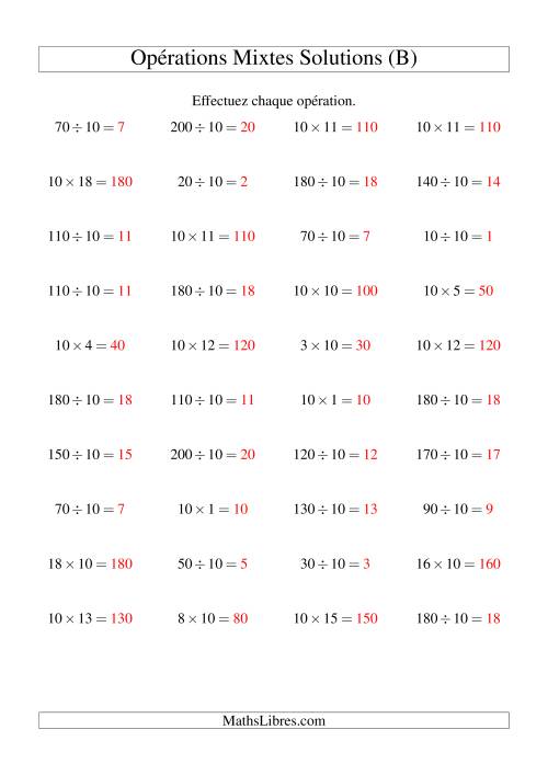 Multiplication et division -- Règles de 10 (variation 1 à 20) (B) page 2