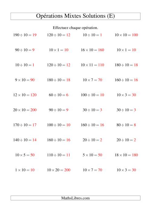 Multiplication et division -- Règles de 10 (variation 1 à 20) (E) page 2