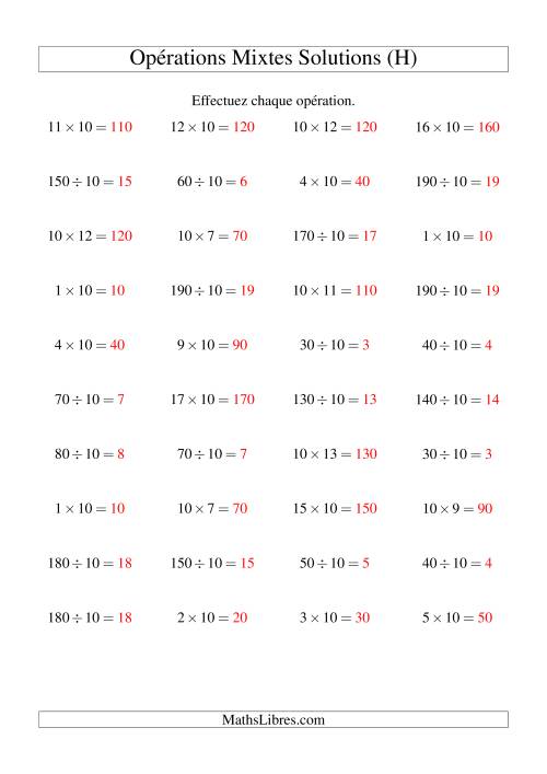 Multiplication et division -- Règles de 10 (variation 1 à 20) (H) page 2