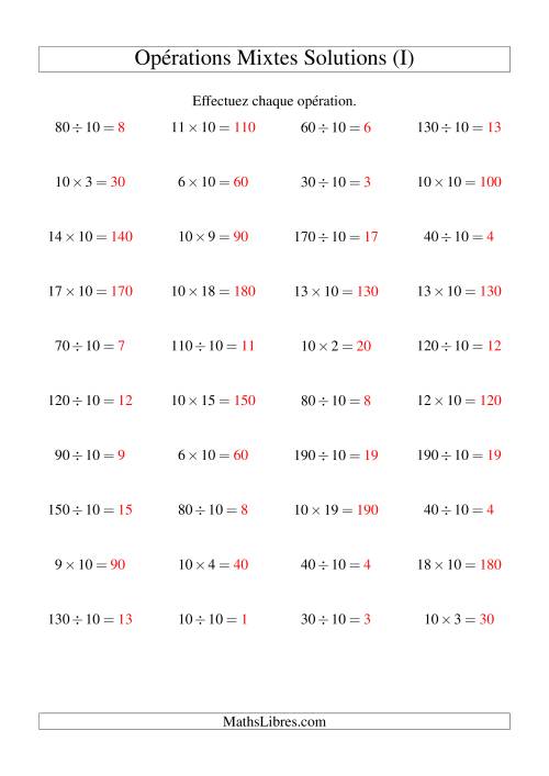 Multiplication et division -- Règles de 10 (variation 1 à 20) (I) page 2
