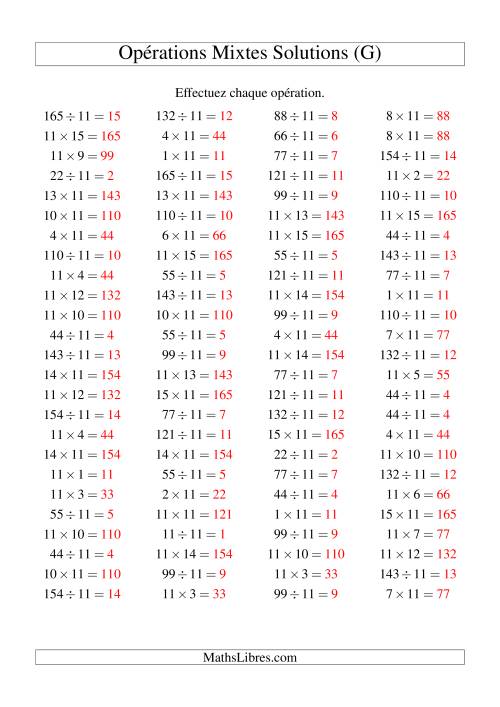Multiplication et division -- Règles de 11 (variation 1 à 15) (G) page 2