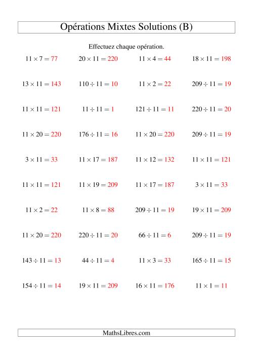 Multiplication et division -- Règles de 11 (variation 1 à 20) (B) page 2