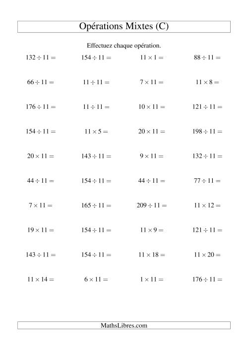 Multiplication et division -- Règles de 11 (variation 1 à 20) (C)
