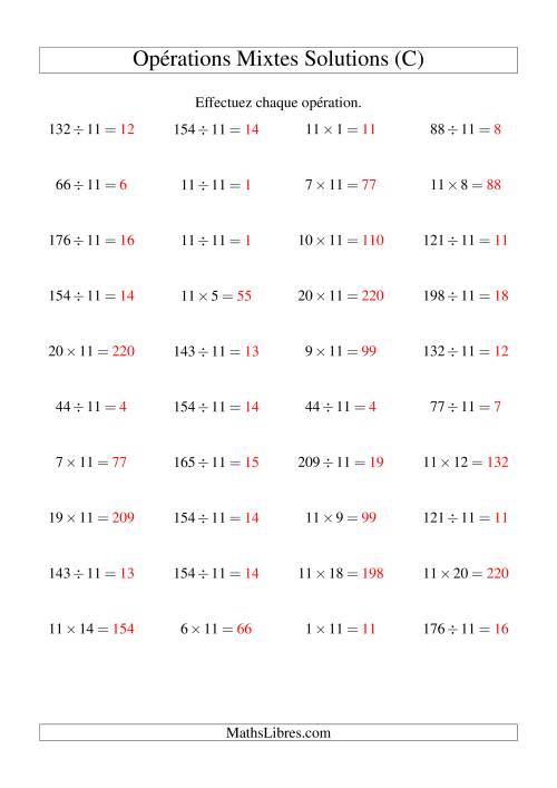 Multiplication et division -- Règles de 11 (variation 1 à 20) (C) page 2