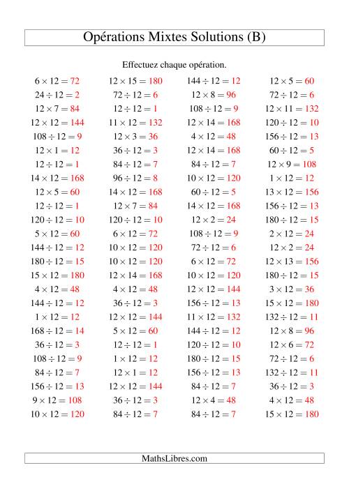 Multiplication et division -- Règles de 12 (variation 1 à 15) (B) page 2