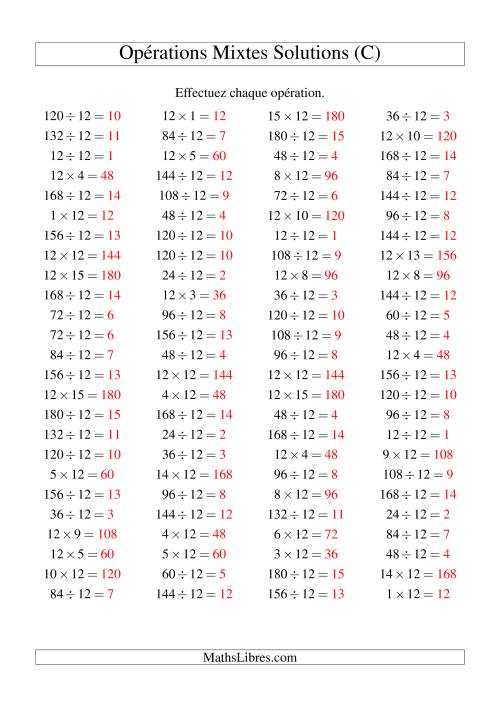 Multiplication et division -- Règles de 12 (variation 1 à 15) (C) page 2
