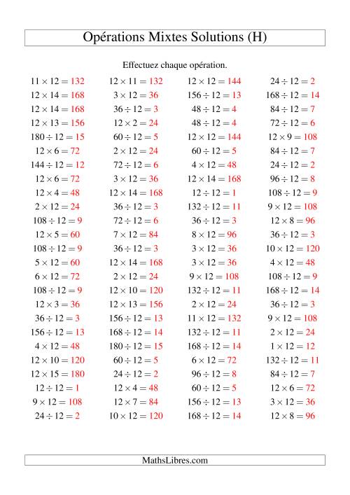 Multiplication et division -- Règles de 12 (variation 1 à 15) (H) page 2