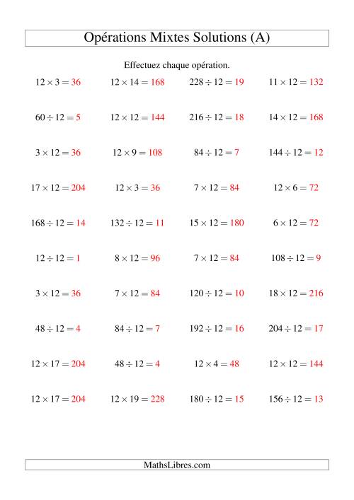 Multiplication et division -- Règles de 12 (variation 1 à 20) (A) page 2