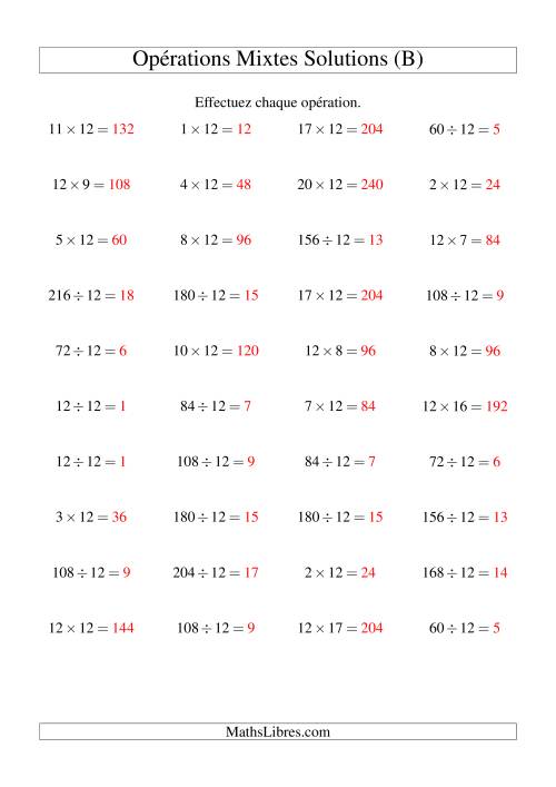 Multiplication et division -- Règles de 12 (variation 1 à 20) (B) page 2