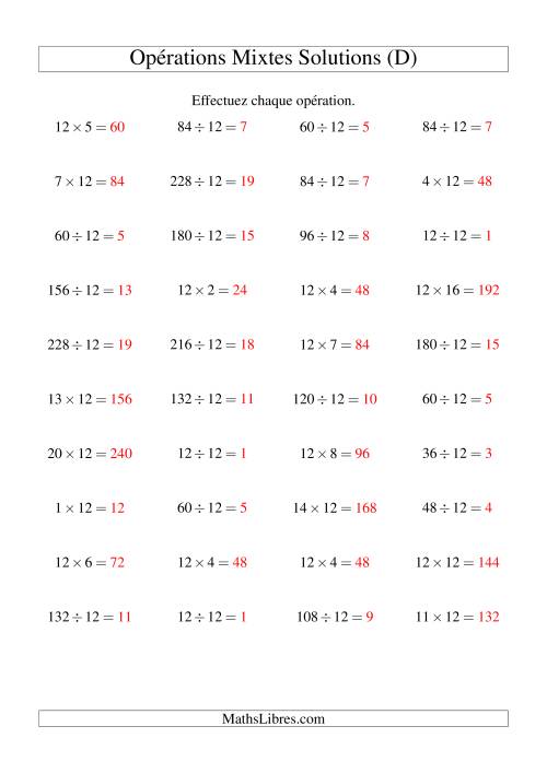 Multiplication et division -- Règles de 12 (variation 1 à 20) (D) page 2