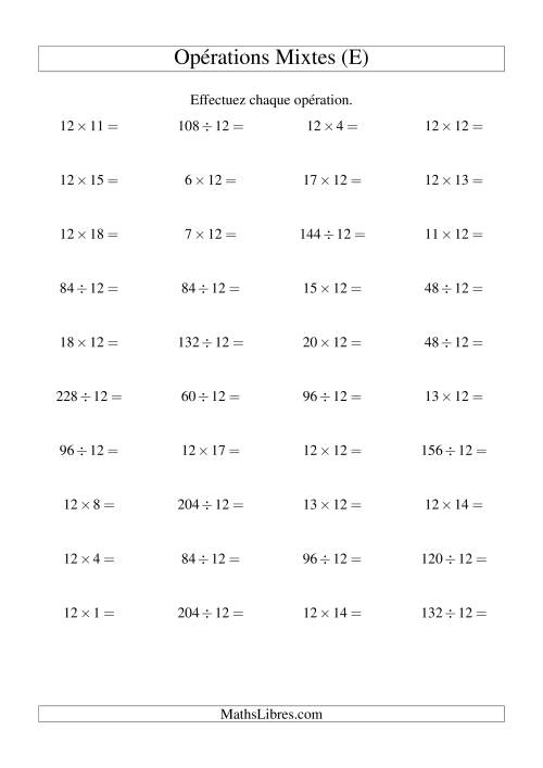 Multiplication et division -- Règles de 12 (variation 1 à 20) (E)