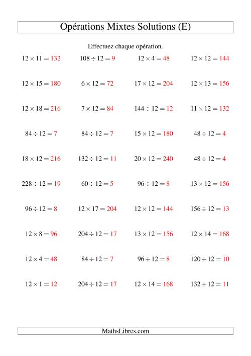 Multiplication et division -- Règles de 12 (variation 1 à 20) (E) page 2