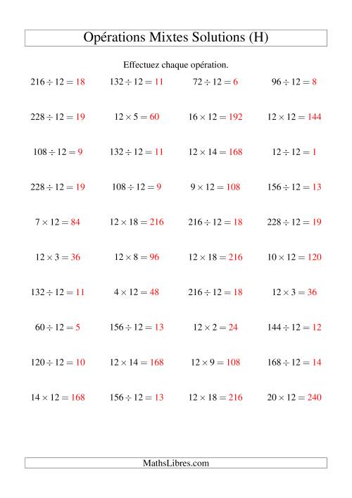 Multiplication et division -- Règles de 12 (variation 1 à 20) (H) page 2