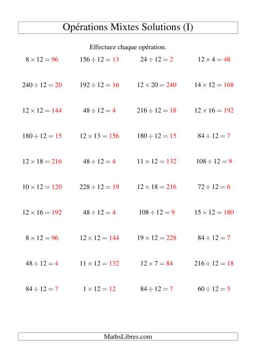 Multiplication et division -- Règles de 12 (variation 1 à 20) (I) page 2