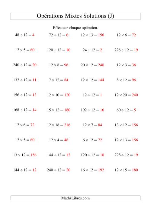 Multiplication et division -- Règles de 12 (variation 1 à 20) (J) page 2