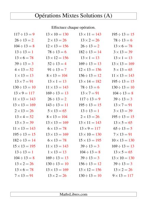 Multiplication et division -- Règles de 13 (variation 1 à 15) (A) page 2