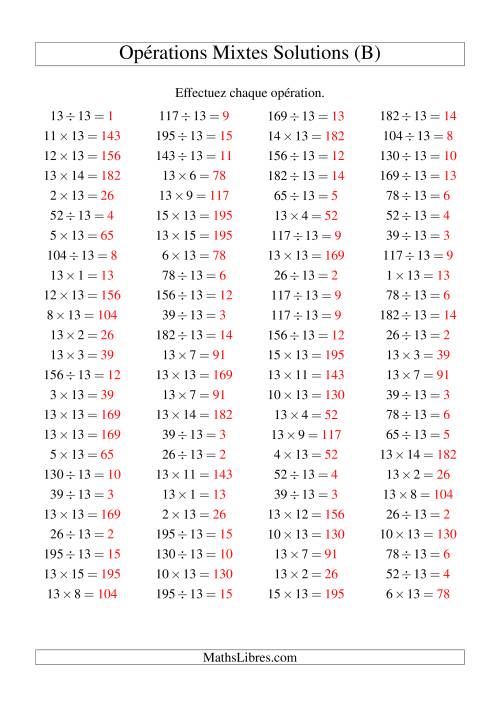 Multiplication et division -- Règles de 13 (variation 1 à 15) (B) page 2