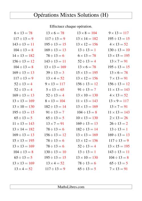 Multiplication et division -- Règles de 13 (variation 1 à 15) (H) page 2