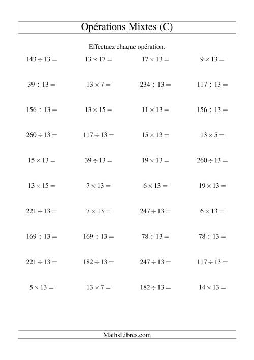Multiplication et division -- Règles de 13 (variation 1 à 20) (C)