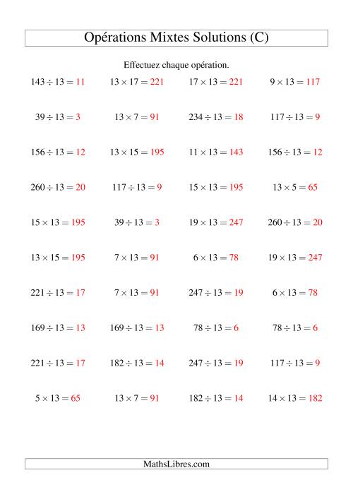 Multiplication et division -- Règles de 13 (variation 1 à 20) (C) page 2