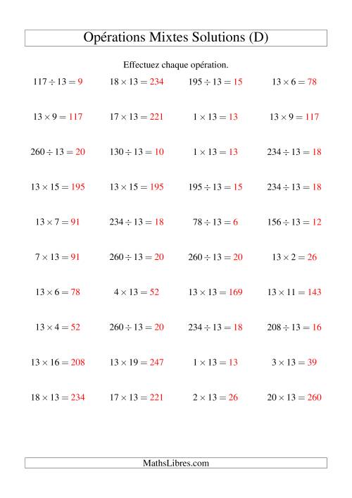 Multiplication et division -- Règles de 13 (variation 1 à 20) (D) page 2