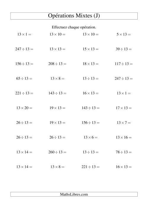 Multiplication et division -- Règles de 13 (variation 1 à 20) (J)