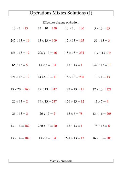 Multiplication et division -- Règles de 13 (variation 1 à 20) (J) page 2