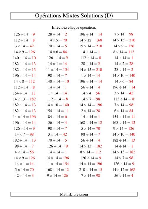Multiplication et division -- Règles de 14 (variation 1 à 15) (D) page 2
