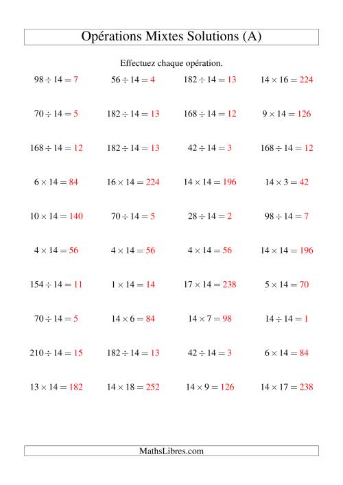 Multiplication et division -- Règles de 14 (variation 1 à 20) (A) page 2