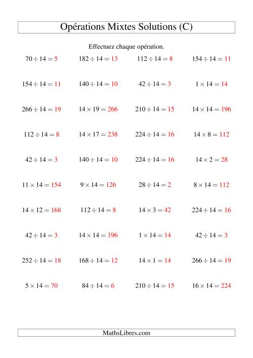 Multiplication et division -- Règles de 14 (variation 1 à 20) (C) page 2