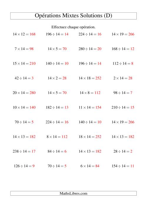 Multiplication et division -- Règles de 14 (variation 1 à 20) (D) page 2