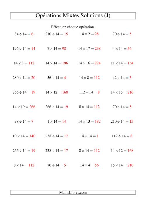 Multiplication et division -- Règles de 14 (variation 1 à 20) (J) page 2