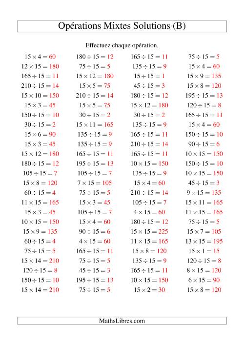 Multiplication et division -- Règles de 15 (variation 1 à 15) (B) page 2