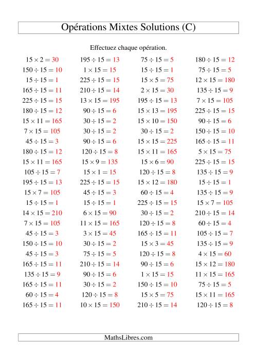 Multiplication et division -- Règles de 15 (variation 1 à 15) (C) page 2