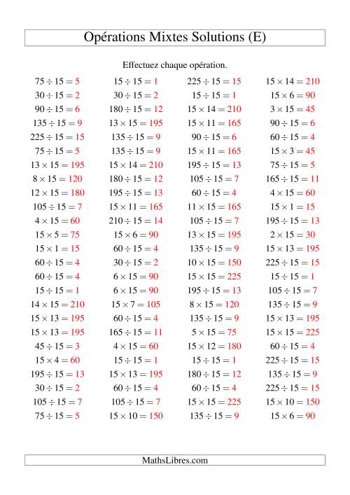 Multiplication et division -- Règles de 15 (variation 1 à 15) (E) page 2
