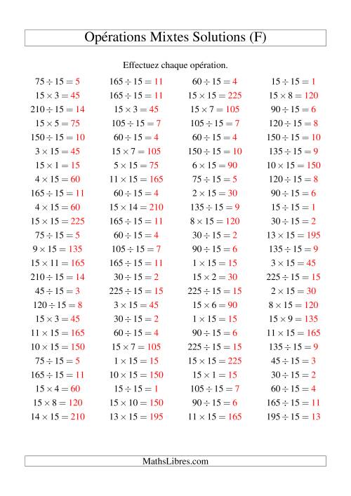 Multiplication et division -- Règles de 15 (variation 1 à 15) (F) page 2