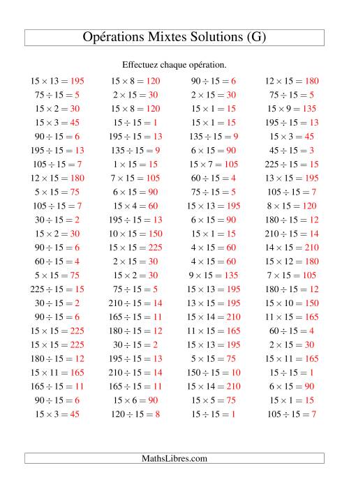 Multiplication et division -- Règles de 15 (variation 1 à 15) (G) page 2