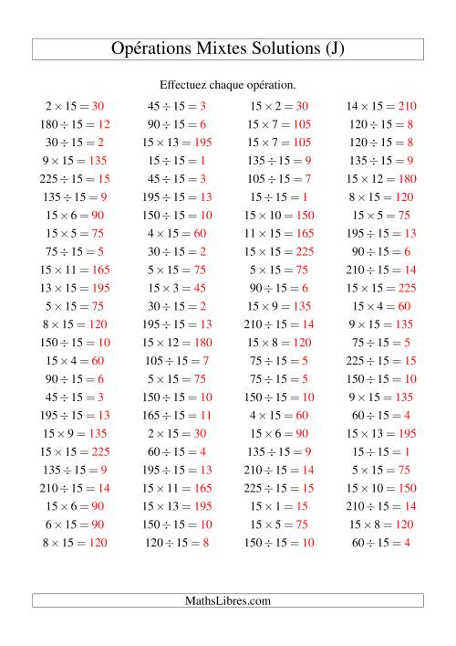 Multiplication et division -- Règles de 15 (variation 1 à 15) (J) page 2
