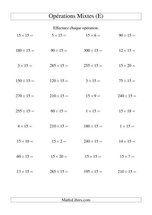 Multiplication et division -- Règles de 16 (variation 1 à 15) (E)
